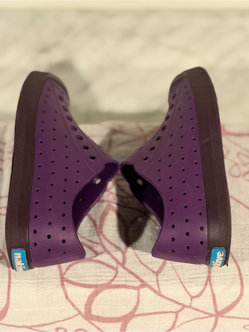 Native Jefferson Bloom Shoes Kids Purple Slip-On Sneakers with Dark Toe C13 - Picture 8 of 12